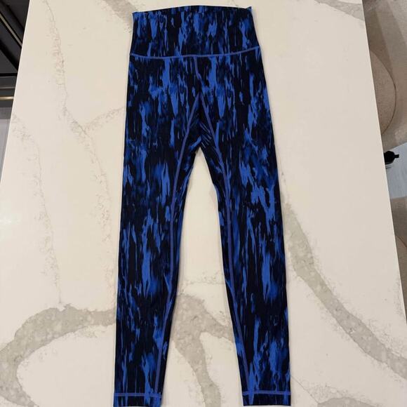Lululemon Wunder Under HighRise FullLength Leggings Womens 8 Blue/Black Training - Picture 1 of 8
